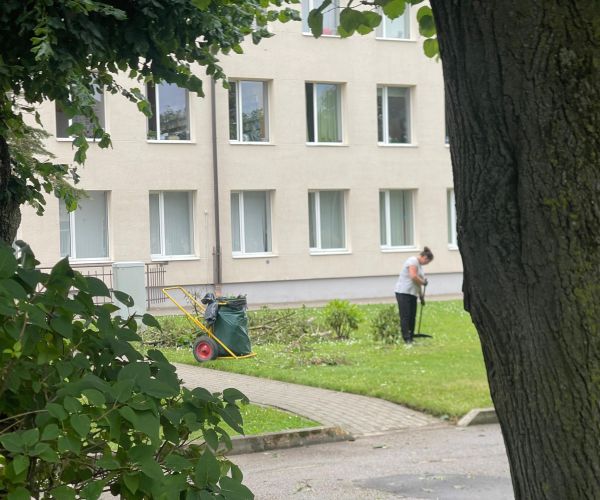 Apkārtnes sakopšana pēc 11.07.2024. vētras Bauskā