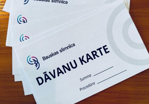 Iespējams iegādāties dāvanu karti uz Rehabilitācijas nodaļas pakalpojumiem